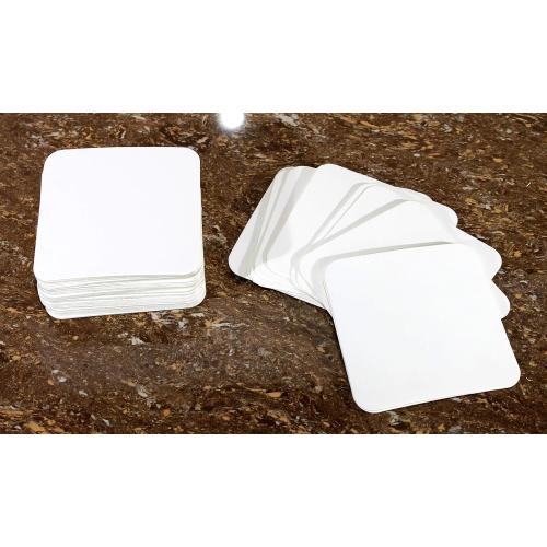 eSplanade Disposable Coaster - Made of Paper (Set of 100) - Use and Throw Reversible Coasters - Perfect for Bar, Hotel, Restaurant Purpose & Parties (White Square)