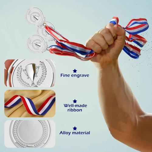 GeeRic 12 Pieces Gold Medal with Neck Ribbons, Kids Reward Medal, Winner Medals Gold Prizes for Sports, Competitions, Party, Olympic Style 2 inch
