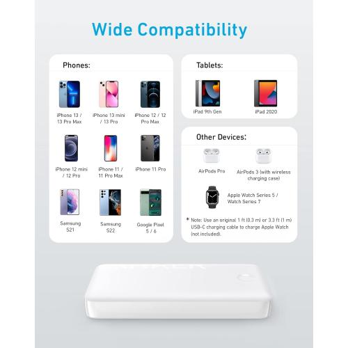 ANKER Power Bank, 20,000mAh Portable Charger with 22.5W Max Fast Charging, 2 USB-A, 1 USB-C for iPhone 16/15/14/13/12 Series, Samsung, iPad Pro, AirPods, Apple Watch, and More
