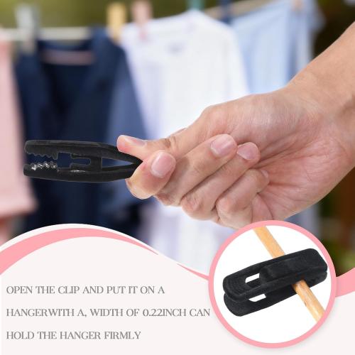 Black Velvet Hangers Clips, 80 Pack Strong Finger Clips Velvet Pants Hanger Velvets Clip Skirt Hanger Clip for Thin Velvets Clothes Suit Hangers