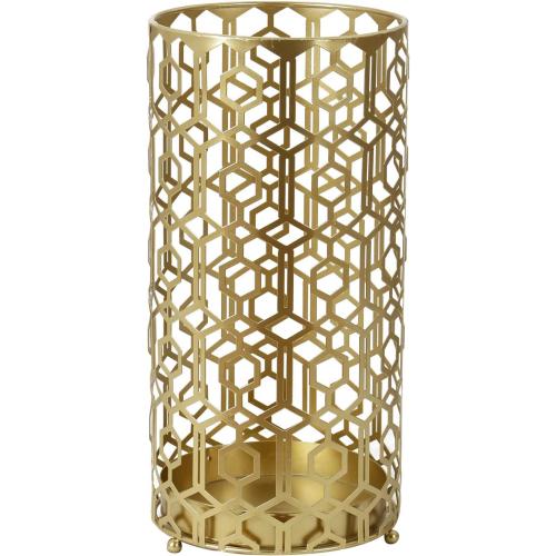 Adeco Metal Umbrella Stand Rack Holder Organizer Entryway Freestanding, for Canes, Walking Sticks, Gold Color