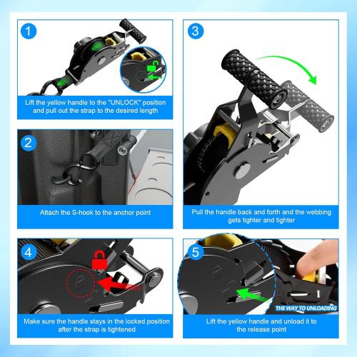 SZYANG 2PCS Retractable Ratchet Straps Compatible with 2015-2026 Ford F150