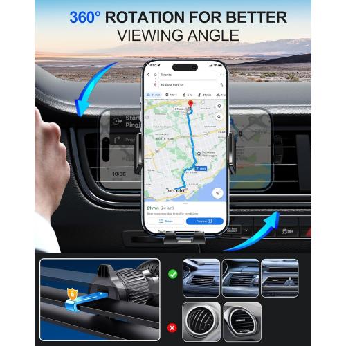 Wireless Car Charger, Phone Holders for Your Car 15W Fast Charging Auto Clamping, Air Vent Car Phone Mount for iPhone 17 16 15 14 13 Mini Pro Max XR, Samsung Galaxy S25 Ultra S24 S23 S22 S21