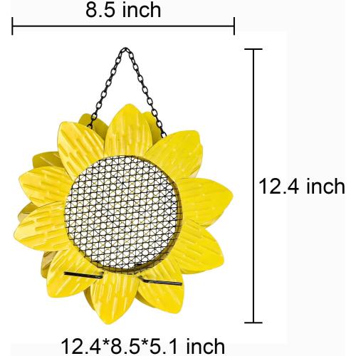 Liffy Sunflower Metal Cardinal Bird Feeder - Hanging for Outdoor Garden, Window 12inch