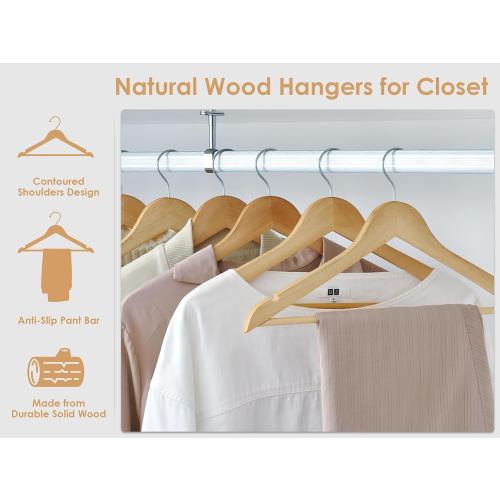 StorageWorks Wooden Hangers 20 Pack, Wood Coat Hanger for Coats, Shirts, Jackets, Pants, Suits, Black Color