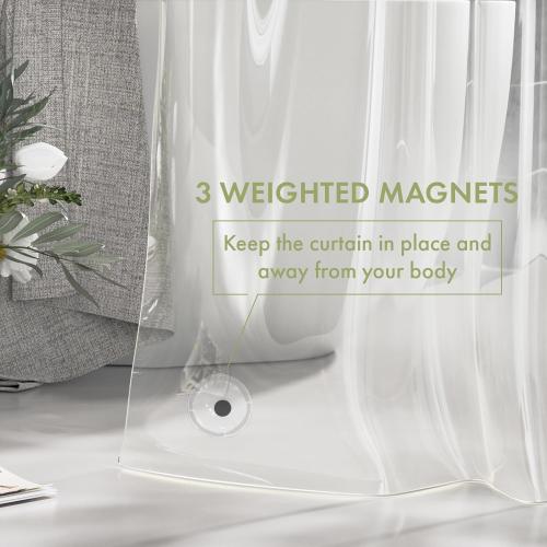 Clear AmazerBath Extra Long Shower Curtain Liner, Clear Shower Curtain Liners 96 Length, 72x96 Plastic Shower Curtain Liner, Cute PEVA Tall Shower Liner, Bathroom Shower Curtain Liners with 3 Magnets