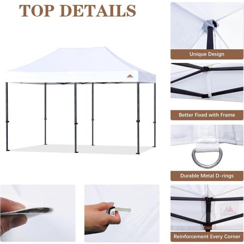 SCOCANOPY White Commercial 10x20 Canopy Replacement Top | Canopy Cover ONLY,Bonus 4 Pack Weight Bag, Quality, Fit, Durable, Waterproof and Sunpoof and Pure White Commercial Cover