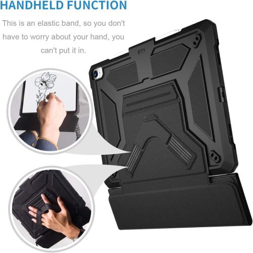 Case for iPad Pro 12.9 Case 2018 3rd Gen with Wireless Pencil Holder, Ultra-Thin Soft Back Shell Install & Remove Easily, Smart Sleep/Wake Cover with Shoulder Strap - Black