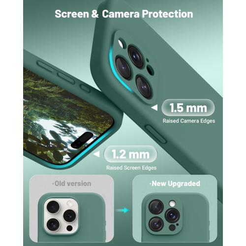 OTOFLY Magnetic for iPhone 15 Pro Max Case Compatible with MagSafe, [Full Camera Protection][Screen Protector] Full-Body Silicone Shockproof Phone Case for iPhone 15 Pro Max 6.7 (Pine Green)