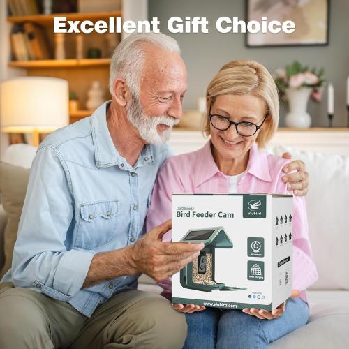 Bird Feeder with Camera Solar Powered - Smart Bird Feeder Camera 2K HD Live Stream, 5MP Photos, AI Identification for Backyard, 2.4Lb Large Capacity, Gifts for Mom Dad, Blue