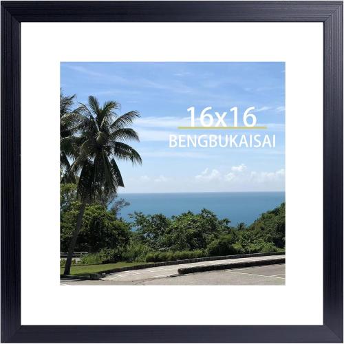 16x16 Picture Frame, Display Pictures 12x12 with Mat or 16x16 Without Mat, Wall Hanging Photo Frame,Black, 1 Pack
