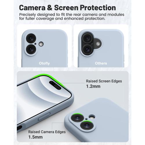 OTOFLY Compatible with iPhone 16 Case, Compatible with MagSafe, Shockproof Magnetic Silicone Case for iPhone 16,[Military Grade Protection] [2 Pack Screen Protectors], Baby Blue