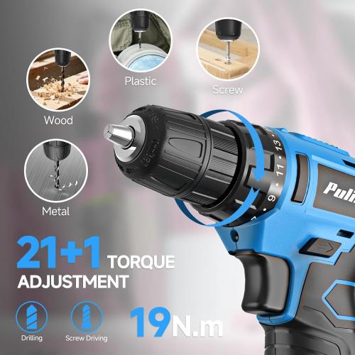 PULITUO Tool Set, 149-Piece Home Drill Set with Blue 12V Cordless Drill, Tool Box, Hand Tool Kits for Women & Men and DIY Enthusiasts, for Home Improvement
