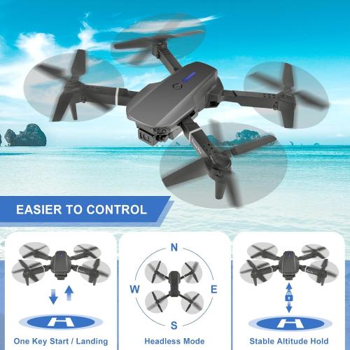 Mini Drone with Camera 4K HD FPV, headless mode，Altitude Hold, Gesture Selfie, One Key Take Off/Landing, 360° Flips, Waypoint Fly, 2 Batteries, Foldable RC Quadcopter with Drones Beginners