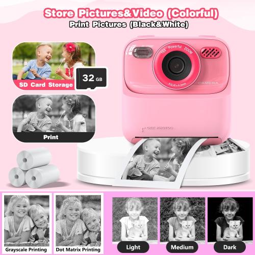 masterbee Kid Camera Instant Print Photo, Birthday Gifts for Girls and Boys, Kids Digital Camera Toys, 1080P HD Video, 3 4 5 6 7 8 9 10 11 12 Year Old Boy Gifts/Girl Gifts