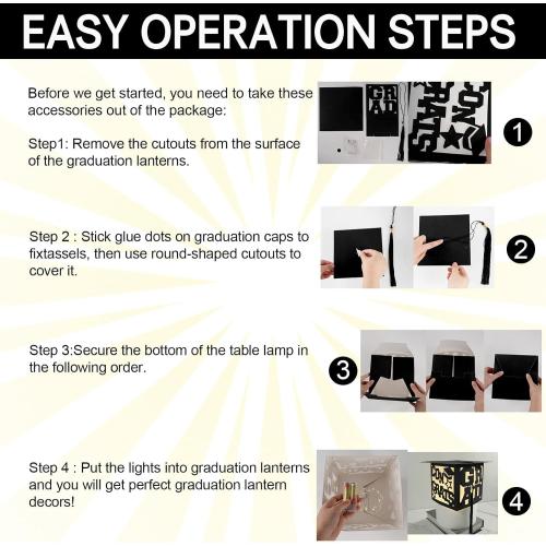 6 Pcs Graduation Table Centerpieces Boxes Class of 2026 Black Square Graduation Paper Lanterns with String Lights Hollow Out for Congrats Grad School College Table Decorations Grad Party Photo Props