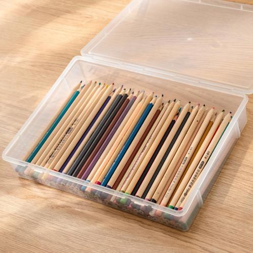 2 Pack Clear 8.5x11 Plastic Storage Containers for A4 File, 8.5x11 Letter File, Magazine Document, Pencil Box, Thick Scrapbook Storage Box for Crafts, Art Supplies, Crayon, Office Supplies, Washi Tape. (2)