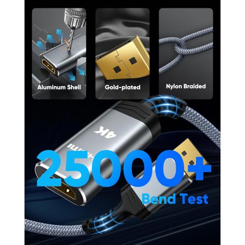 Highwings 4K Display Port to HDMI Adapter, Uni-Directional DP 1.2 Computer to HDMI 2.0 Screen, DisplayPort to HDMI Adapter (Male to Female), SR Anti-Break, No Latch, for Dell HP AMD NVIDIA, Passive