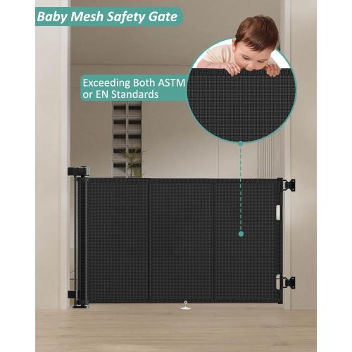 Upgraded 71 Retractable Baby Gates with Reinforced Strip Design to Prevent Crawling Through, 42 Extra Tall Retractable Gates, 6 FT Retractable Dog Gate for Stairs, Doorways, Hallways