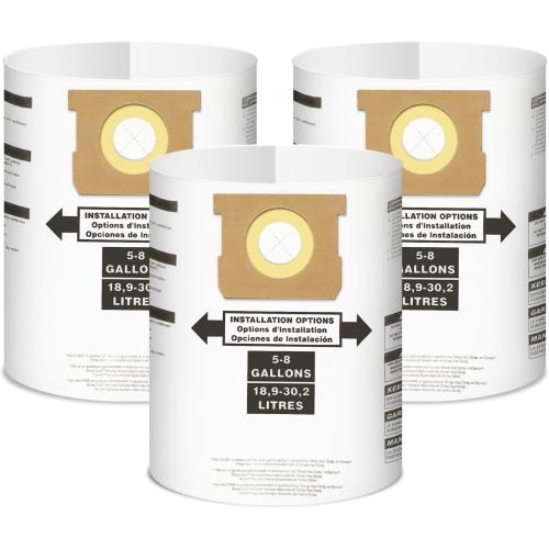 5-8 Gallon Vacuum Bags Replacement for Shop Vac Bags,Type E 90661 9066100 9066133, Type H 90671 9067100 9067133,VHBS,VDBS, PETOX High-Efficiency Disposable Vaccum Collection Filter Bags 3 Pack