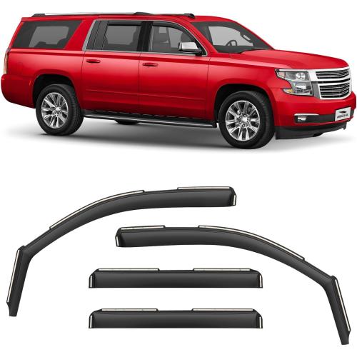 Voron Glass in-Channel Extra Durable Rain Guards for Chevrolet (Chevy) Suburban 2015-2020, Window Deflectors, Vent Window Visors, 4 Pieces - 200539