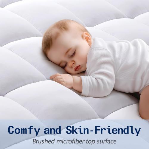 SOPAT Mattress Topper Queen Size Extra Thick Mattress Pad 8-21 Deep Pocket Soft Down Alternative Fill Mattress Protector Pillow Top Mattress Cover (60x80 Inches, White)