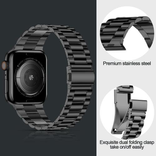 iiteeology Lightweight Stainless Steel Band Designed for Apple Watch Ultra 3 & Ultra 2, Series 1-11, 46mm, 45mm, 44mm, 42mm, Replacement iWatch Bands for Men & Women,Black