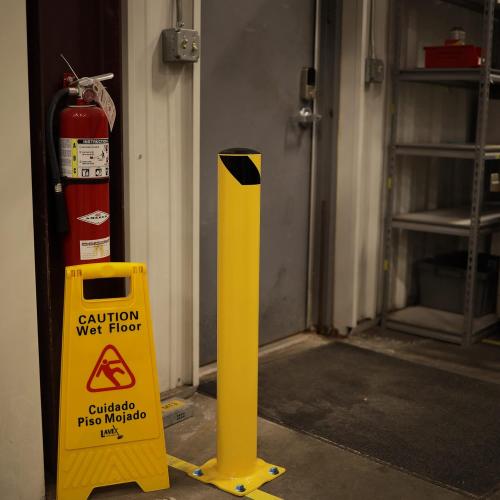 BISupply Safety Bollard Post Parking Barrier 1 Pack - 36in Yellow Pipe Bolt Down Bollard for Garage Lot