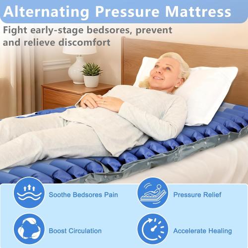 ‼️could be missing items ‼️Medical Alternating Pressure Relief Air Mattress Topper for Bedsore | Quiet Pump, Movable Door, Durable Twin Pad for Bedridden Patients in Long-Term, Home & Hospital