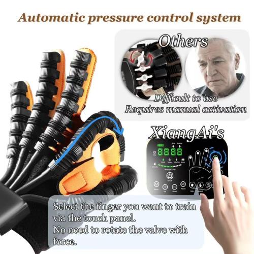 ‼️only has one portable gift box ‼️ and one portable charging plug ‼️2PCS Rehabilitation Robot Gloves for Left and Right Hands Recovery, Finger Rehab Robotic Glove Hemiplegia Stroke Therapy Equipment, 4 Modes, 2600mAh Rechargeable, 4 Sizes (Large)