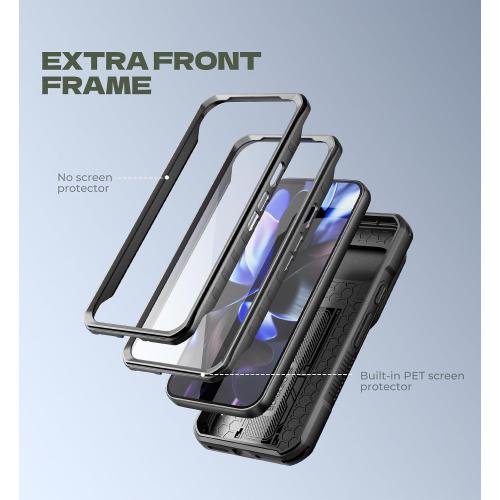 Dexnor for Google Pixel 10 Pro XL Case with Slide Camera Cover & 2 Front Frames & Built-in Screen Protector & Kickstand, Full-Body Shockproof Protective Cover Rugged Bumper Cases,Black(2025)