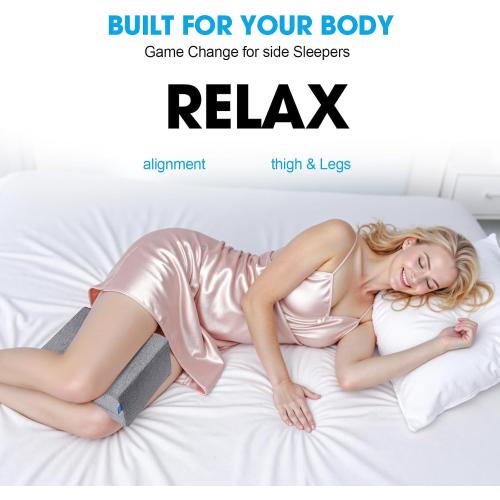 Knee Pillow for Side Sleepers, Leg Pillow with Cooling Gel, Grey/X-Large