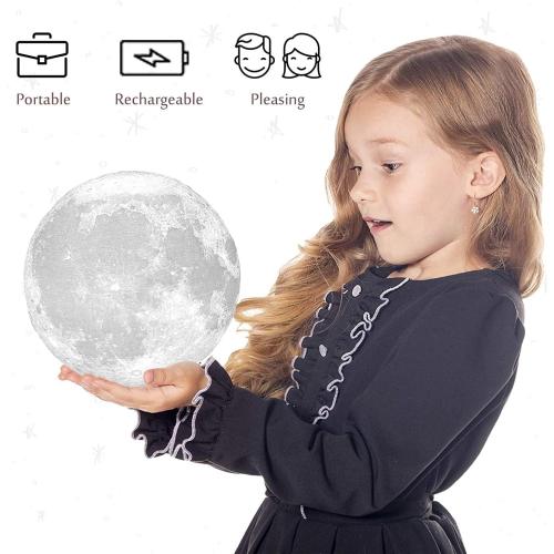 PRUGNA Moon Lamp, 1200mAh Ultra-Long Endurance Night Light, 7.1 16 Colors LED Moon Light, Remote&Touch Control Room Decor Lamps for Kids Women Gift