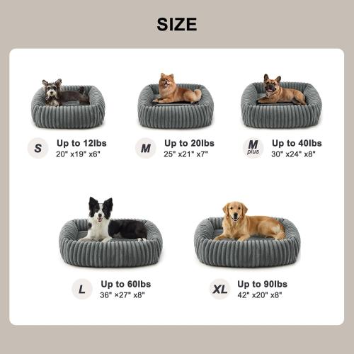 FURTIME Dog Bed for Small Dogs, Washable Orthopedic Dog Bed with Removable Cover, Rectangle Soft Calming Sleeping Puppy Bed Durable Pet Cuddler with Anti-Slip Bottom, Grey, S (20x19x6)