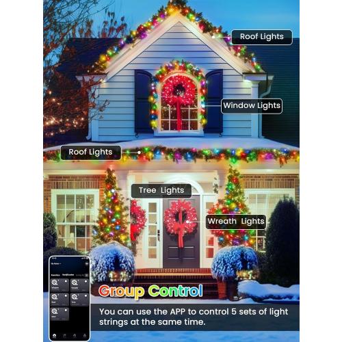 240LED Smart Color Changing Christmas Lights App Controlled, 95FT Waterproof RGB Twinkle String Light Music Sync Multiple Modes, Christmas Lights with Remote & Timer Indoor Outdoor Xmas Decorations