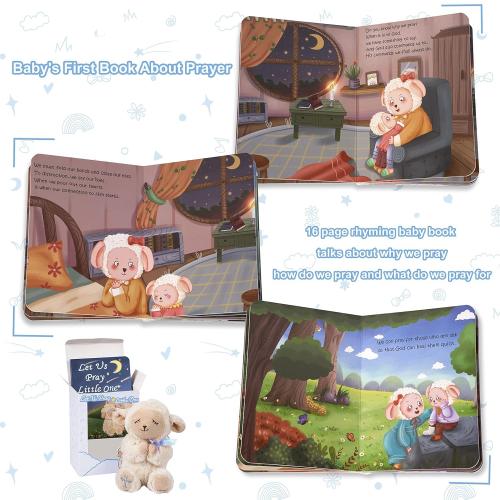 Baptism Gifts for Boys, Great Christening, Dedication and Baptism Gift Set for Boys and Newborn Baby, Includes 7 Praying Lamb Plush Toy and Let Us Pray Baby Book in Keepsake Gift Box