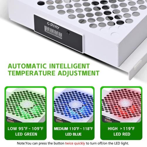 G-STORY Cooling Fan for Xbox Series S with Automatic Fan Speed Adjustable by Temperature, LED Display, High Performance Cooling, Low Noise, 3 Speed 1500/1750/2000RPM (140MM) with RGB LED (White)
