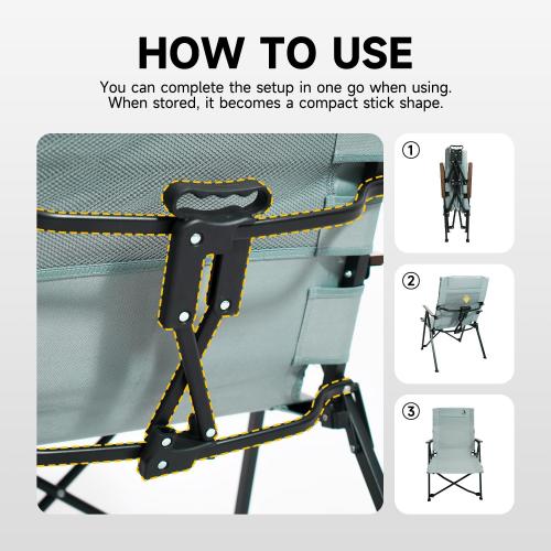 Folding Camping Chair, Portable Outdoor Lawn Chairs for Adults Heavy Duty for Beach, Fishing,Picnic,Concert Sports, Collapsible Camp Chairs