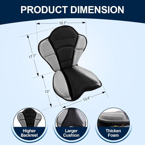 Thickened Kayak Seat with Back Support, Cushioned Paddleboard SUP Seat | Universal Padded Molded Foam Backrest for Sit on Top Kayak, Paddle Board, Canoe - Extra Thick Cushion