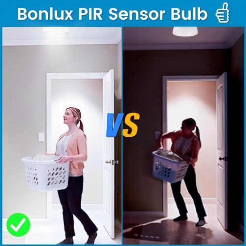 Bonlux PIR Motion Sensor LED Ceiling Light, 15W (150W Equivalent) E26 Medium Base Dusk to Dawn LED Ceiling Light Auto On/Off Night Light for Walkway Porch Garage Basement Patio, Daylight 6000K
