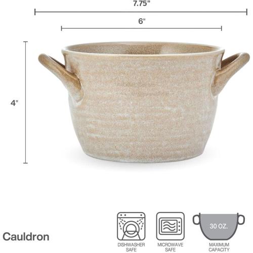 Pfaltzgraff Cauldron All-Purpose Soup Cereal Bowls, 6-Piece Set of 6-inch Stoneware Bowls in Teal, Blue, and Taupe - 30 oz Snack, and Serving Bowls