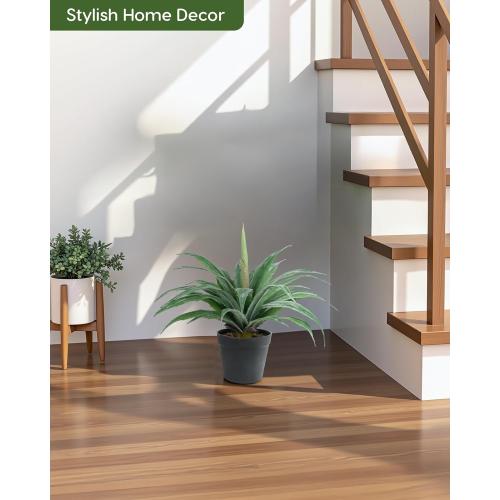 Velener Artificial Agave Plant in Black Pot with Real Stone Pebbles, Large Fake Agave Plants with Green Serrated Leaves, Faux Yucca for Indoor and Outdoor Decor-17 Inches Tall, 29 Leaves