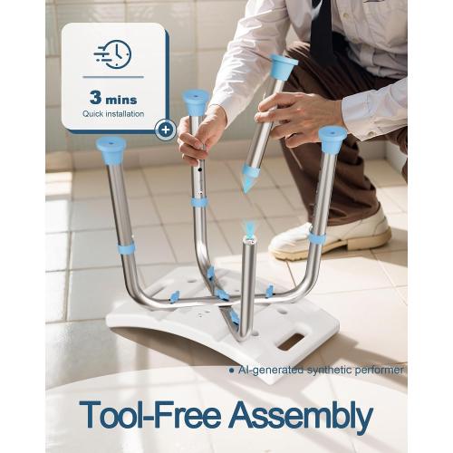 HOMLAND Shower Chair for Inside Shower, Adjustable Height Shower Stool | Shower Seat for Inside Tub Bathroom Bench Bath Chair for Elderly and Disabled, Lightweight Aluminum Frame - Light Blue