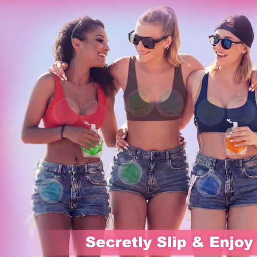 Remerry 10 Pcs Plastic Flasks, 3 Oz Concealable and Reusable Drink Pouches