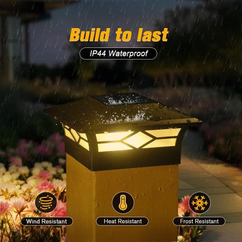 Solar Post Cap Lights Outdoor 16pack, Waterproof Solar Powered Deck Fence Post Lights for 4x4 Wood/Vinyl Posts, Solar Outdoor LED Light with Cool/Warm Lighting Decorate Garden Patio Porch…