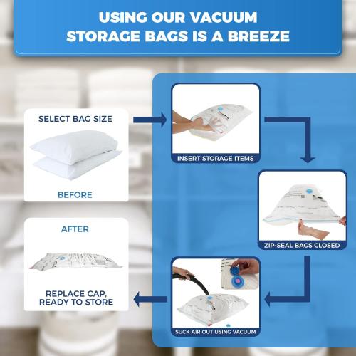 5-Pack XXL- Jumbo Space Vacuum Storage Bags for Clothing Storage - Vacuum Space Bags for Comforters, Blankets and Clothes - 5x XXL Size (47x35in)