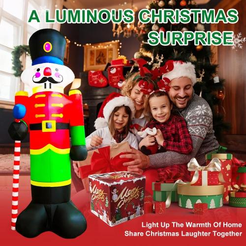 8FT Tall Christmas Inflatable Nutcracker Soldier, Christmas Inflatables Soldier Guard Blow up with Build-in LED Lights, Fan and Anchor Ropes, Outdoor, Party, Yard, Garden, Lawn Xmas Decoration