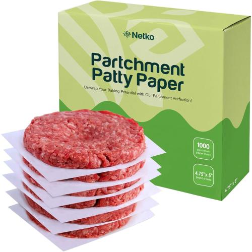 Patty Paper - Hamburger press Patty Paper Sheets 4.75x5 - 1000 Non stick Wax Burger Patty paper Squares for Burger Press, Freezing & More