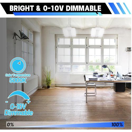 Allsmartlife LED Linear High Bay Light 4-Pack, 150W 20250LM 0-10V Dimmable 5000K Daylight, Adjustable Tilt Hanging LED High Bay Shop Lighting Fixtures for Garage Warehouse Workshop, ETL