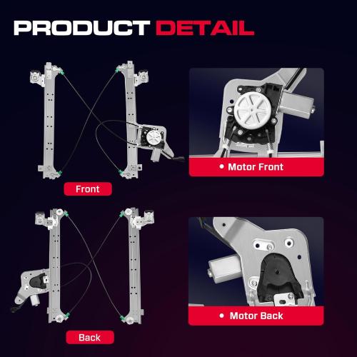 Driver Side Power Window Regulator with Motor (2 Pins) Fit for 2001-2006 Chevrolet Silverado 1500 3500, Avalanche Suburban GMC Sierra 1500 2500 3500 Yukon XL Cadillac Escalade, 741-578